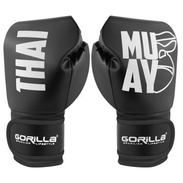 Imagem de Luva De Boxe 12 Oz Expressive Black Gorilla Muay Thai Kickboxing Fight MMA Combate Profissional