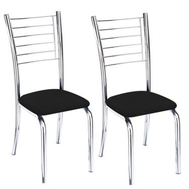 Imagem de Conunto 2 Cadeiras Ipanema Cromada Para Cozinha-corino Preto