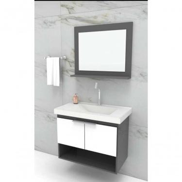 Imagem de Armario Banheiro 60cm Kit Slim - Branco/grafite - Fimap