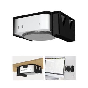 Imagem de Suporte embaixo da mesa para Mac Mini M4/M4 Pro, com compartimento lateral para SSD externo, suporte de parede de aço carbono, VESA de metal compatível com suporte Mac-Mini M4 Pro 2024 (preto)