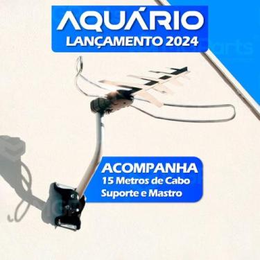 Imagem de Antena Externa 4k Completa Profissional 5 em 1 com Mastro e Cabo de 15