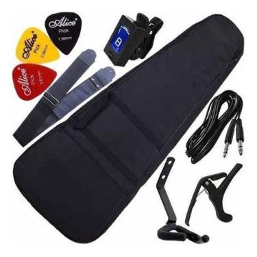 Imagem de Kit Acessórios Violão Folk Com Capa + Afinador + Cabo Carbon
