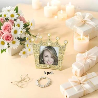 Imagem de Moldura De Foto Coroa De Ouro 3 6 7 Polegadas Acentos De Pérola Vertic