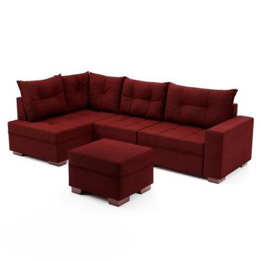 Imagem de Sofá de Canto 7 Lugares Glória Suede Vermelho - Modern