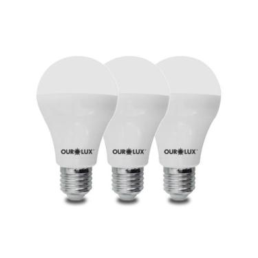 Imagem de 3 Lâmpadas Led Bulbo Ourolux A60 Base E27 9w Bivolt Cor da Luz Amarela