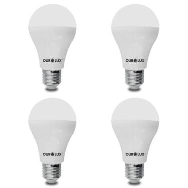 Imagem de 4 Lâmpadas Led Bulbo Ourolux A60 Base E27 9w Bivolt Cor da Luz Amarela