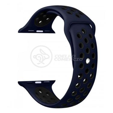 Imagem de Pulseira Silicone Para Iwo Smartwatch 42mm E 44mm Sport - Azul E Preto