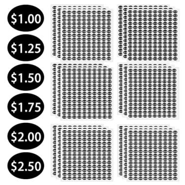 Imagem de 2160 etiquetas de preço de máquina de venda automática, 6 preços para usar 1,00, 1,25, 1,50, 1,75, 2,00, 2,50 adesivos de preço de lanche etiquetas de máquina de venda automática de preços adesivos