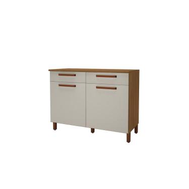 Imagem de Monza Balcão Monza 120cm Com 2 Portas, 2 Gavetas E Tampo Freijó Off White