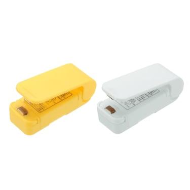 Imagem de PATIKIL 2 peças de mini máquina de selagem portátil, seladora a vácuo térmica portátil para alimentos, mini seladora magnética para sacos de plástico, armazenamento de lanches, amarelo/branco