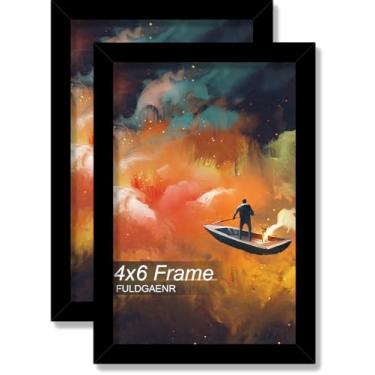 Imagem de FULDGAENR Conjunto de 2 porta-retratos 10 x 15 cm, molduras pretas para certificado de pôster fotográfico de 10 x 15 cm, moldura de parede/mesa de alta transparência com visor vertical horizontal
