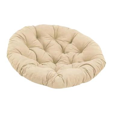 Imagem de IEUDNS Almofada para cadeira de balanço, assento para cesta de balanço, cadeira suspensa para rede, cadeiras de vime para quintal, almofada redonda, Cáqui