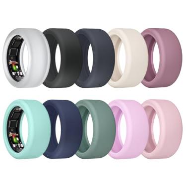 Imagem de MAKCPOIMER Pacote com 10 capas de anel para ULTRAHUMAN AR, protetor de anel de silicone elástico acessórios para malhar homens e mulheres (todas as 10 cores-3, P (6/7/8/9/10))