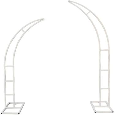 Imagem de Arcos De Casamento Para Cerimônia De Fundo De Suporte De Metal Branco Dourado Curvo Top Frames 5ft 6ft 6.9ft 7.9ft Balão Arqueado Para Decoração De Fundo Floral De An, White, 2.1m+2.4m