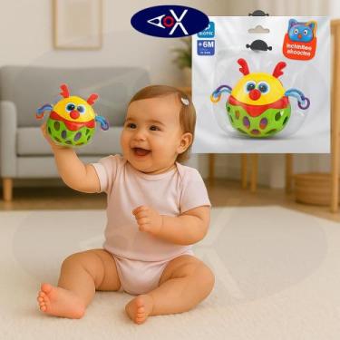 Imagem de Brinquedo Chocalho Sensorial Infantil Colorida Didática Com Argolas e 