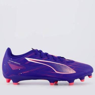 Imagem de Chuteira Puma Ultra 5 Play FG/AG Azul Royal e Laranja, 44