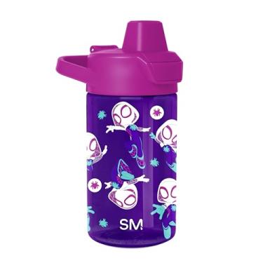 Imagem de Simple Modern Garrafa de água Kids Tritan Plastic Summit | Copo Marvel Spider-Man 340 g livre de BPA com tampa de canudo coberta à prova de vazamento para meninas, crianças | Spider Gwen