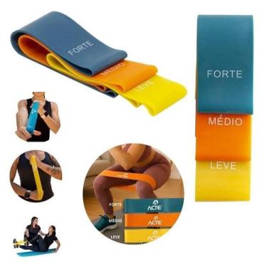 Imagem de Kit 3 Faixa Elástica Mini Band Intensidades Leve Médio Forte - Acte