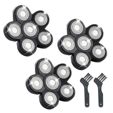 Imagem de 6 cabeças de substituição para barbeador de cabeça para muitas marcas de substituição de barbeador elétrico masculino careca, lâminas de substituição universal para barbeador elétrico para homens