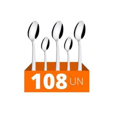 Imagem de Conjunto Chá E Sobremesa Búzios 108 Peças Totalmente Em Aço Inox Ibag 