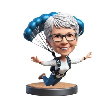 Imagem de Senhora do paraquedismo que balança a cabeça de sua foto para aventura - Decoração emocionante de namorada amorosa para espaços de viciados em adrenalina Presente ideal para mulheres ousadas