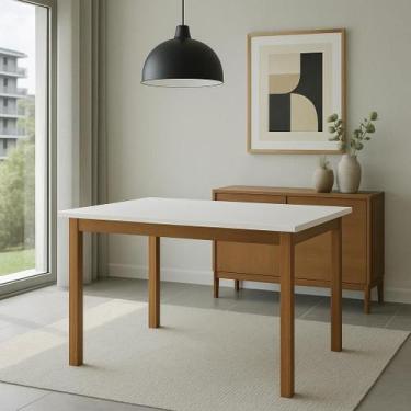 Imagem de Mesa de Jantar Elisa Base Madeira Tampo MDF 25 mm Maciço Ideal para Ap