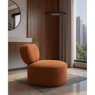 Imagem de Poltrona Giratória com Encosto Curvo e Base Estofada Capri – Exclusiva Boulclè Terracota