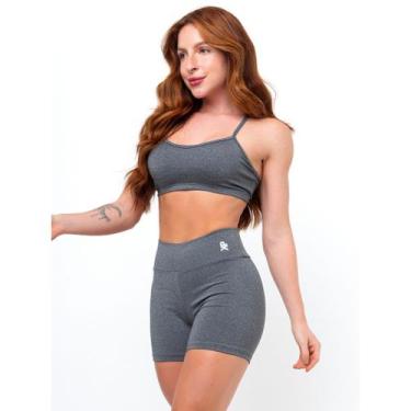 Imagem de Conjunto Fitness Top Alça e Short Legging Blackout Cós Alto Feminino L