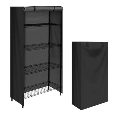 Imagem de CATOTEL Capa de prateleira de armazenamento, capa de prateleira à prova d'água para carrinho de armazenamento externo interno capa contra poeira com zíper (82,5 cm C x 40 cm L x 182 cm A), preta, O0