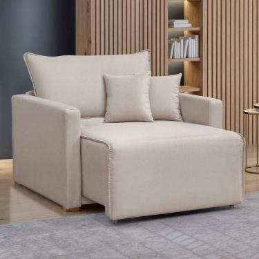 Imagem de Poltrona Júlia Retrátil e Reclinável Veludo/Bege Claro - Celflex