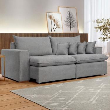Imagem de Sofá 4 Lugares Barcelona Retrátil Linho/Cinza - Celflex