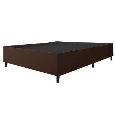 Imagem de Cama Box Base Casal Queen 1,58m Suede Marsala Marrom
