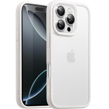 Imagem de JETech Capa Matte para iPhone 16 Pro Max 6,9 Polegadas, Case Proteção Contra Quedas de Nível Militar à Prova de Choque, Capinha Traseira Translúcida Fosca, Anti-Impressão Digital (Titânio Branco)