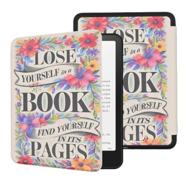 Imagem de Capa para Kindle de 15.2 cm (11ª geração - versão 2022/2024), capa macia protetora de couro PU leve e inspiradora para amantes de livros com despertar automático para dormir, alça de mão