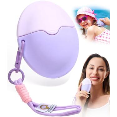 Imagem de Aplicador de protetor solar – Portátil – Sem BPA – Protetor solar com esponja recarregável, protetor solar e aplicador de loção para crianças, adultos e famílias – Tamanho perfeito para viagens (roxo)