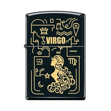 Imagem de Zippo Isqueiro - Isqueiro Virgem Zodíaco Preto Fosco à Prova de Vento #Z5309