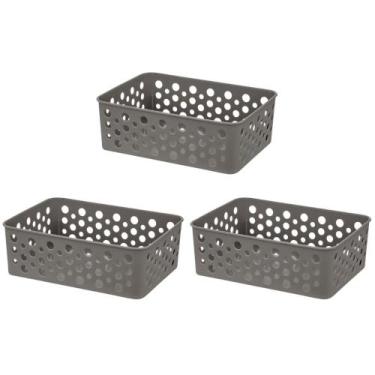 Imagem de Kit 3 Cesto Organizador Rattan Multiuso Armário Gaveta Lavanderia P (1