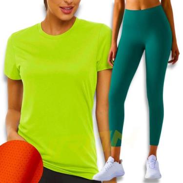 Imagem de Conjunto Camiseta BLUSINHA MALHA FRIA POLIAMIDA + Calça Legging BÁSICA