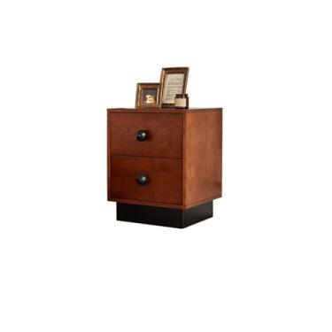 Imagem de Mesa de canto armário de madeira maciça com gavetas na cor marrom, armário de cabeceira de madeira maciça pequeno armário para sala de estar, quarto, sala de estudo, mesa lateral