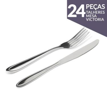 Imagem de Jogo Inox Restaurante 12 Garfo 12 Faca De Mesa Victoria - Gourmet Mix