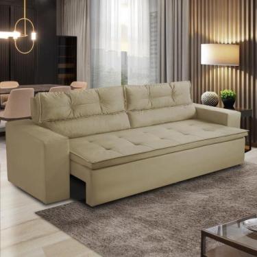 Imagem de Sofá Retrátil e Reclinável 3 lugares com Molas 1,80m Vanessa Suede Beg