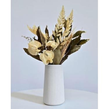 Imagem de Arranjo De Flores Secas Decorativo Vaso Garrafa Listra