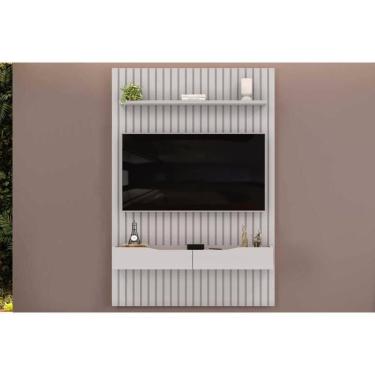 Imagem de Rack Bancada C/ Painel P/ Tv Até 55 Pol Pratic Ripado 2 Gavetas 143x240cm Bali - Dj Móveis