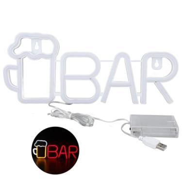 Imagem de Sinal de Néon Bar Sinalização de Néon LED USB/Bateria Alimentada Com Furo Suspenso Sinal de Néon para Casa, Quarto, Bar, Decoração de Parede de Festa (BARRA VERMELHA)
