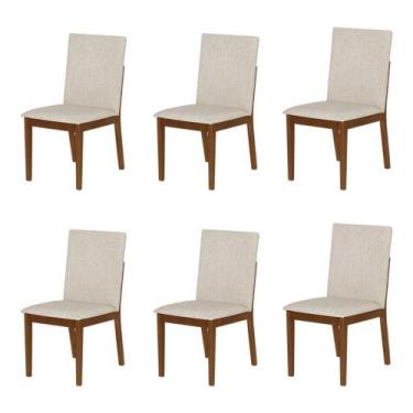 Imagem de Conjunto 6 Cadeiras de Jantar Sofia Conforto Estofada Jequitibá Nozes 