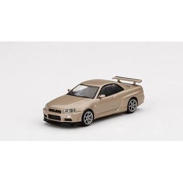 Imagem de True Scale Miniatures Model Car Compatible with Nissan Skyline GT-R R34 M Spec Silica Breath Bronze Limited Edition 1/64 Diecast Model Car MGT00348