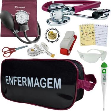 Imagem de Kit Academico Enfermagem Premium Preto Completo - Love Saude, VINHO EN