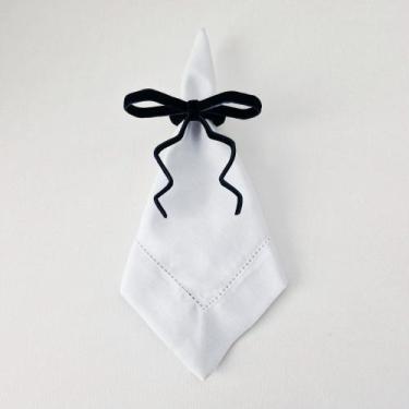 Imagem de Porta Guardanapo Laço Veludo Estruturado - Decor Madame Blue, Azul Mar