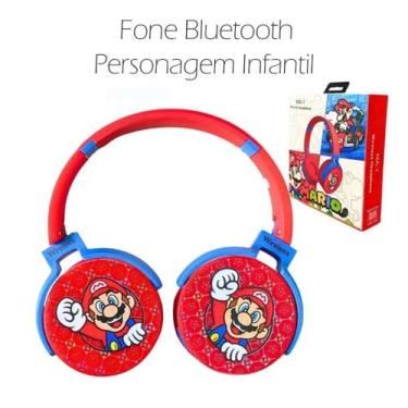 Imagem de Fone de Ouvido sem Fio Infantil Menino e Menina Super Mário Bros Bluet
