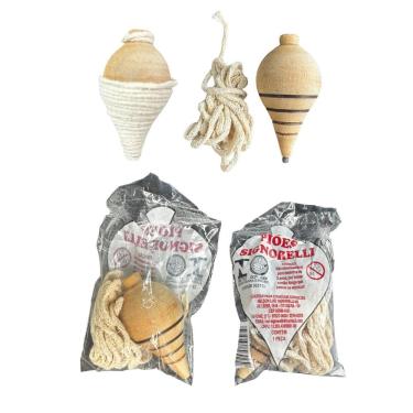 Imagem de 12 Peças Brinquedo Antigo Pião De Madeira Com Fieiras Retrô